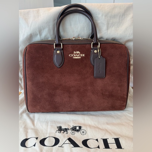Coach Handbags - ❤️❤️ NWT.. Coach Large Rowen in brown suede and leather!
